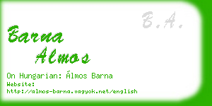 barna almos business card